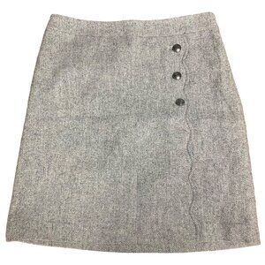 Talbots Wool Blend Chevron Crest Button Skirt Gray Sz 10